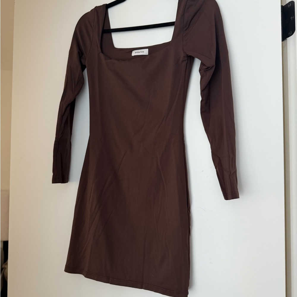 Babaton Brown Square Neck Bodycon Dress